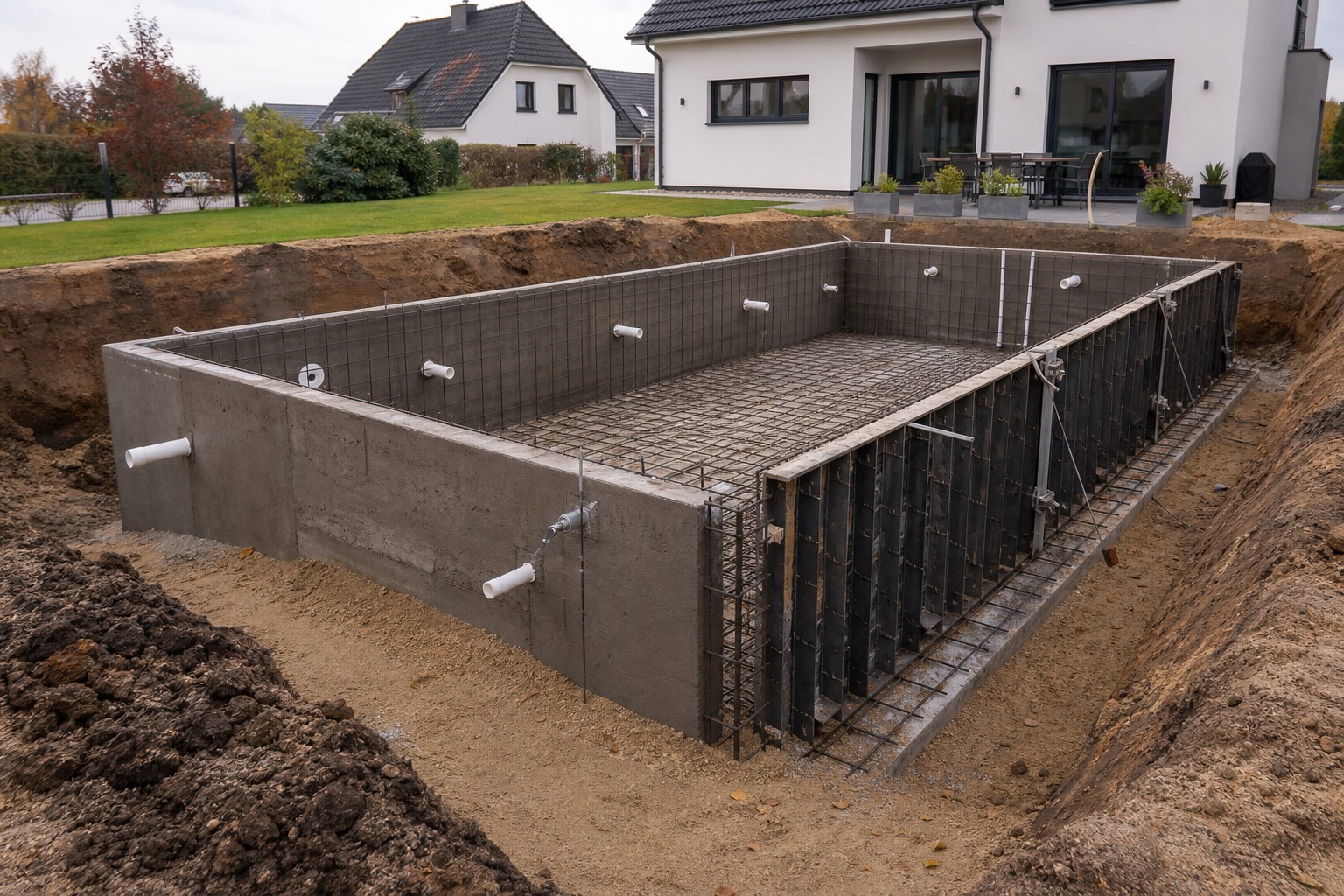 Basen betonowy – budowa krok po kroku przy domu